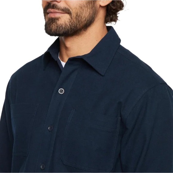 Woolrich Chamois Shirt Men Small 100% Cotton Long Sleeve Button Down Navy NWT - Picture 6 of 10